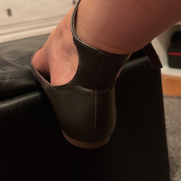 Dark great ankle strap ballerinas shoe suede front with faux leather backing - Picture 7 of 9